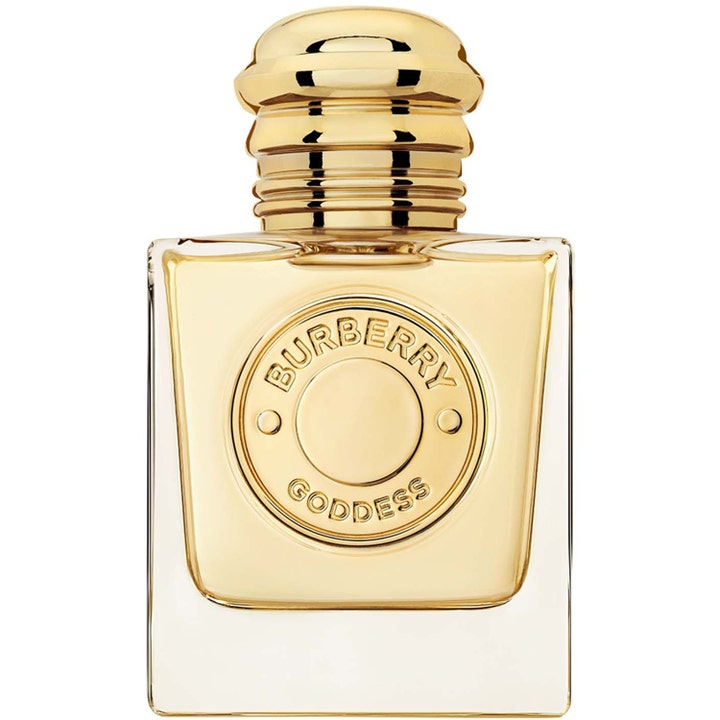 Burberry Goddess Eau de Parfum 50 ml parfym i fyrkantig glasflaska med guldmedaljong och guldfärgad kork