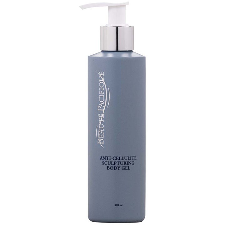 Beauté Pacifique Anti-Cellulite Sculpturing Body Gel 200 ml kroppsgel mot celluliter i grå flaska med vit pump.