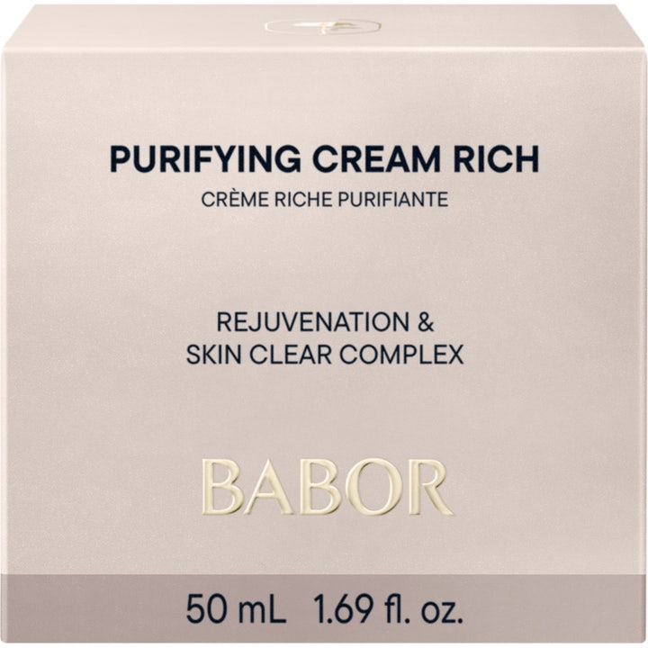 Babor Purifying Cream rich 50 ml purifierande kräm ger talgbalans i en vit ytterförpackning med grön text.