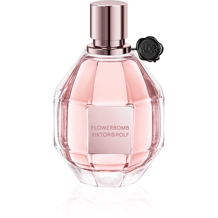 Viktor & Rolf Flowerbomb Eau de Parfum 100 ml blommig damparfym i fasettslipad glasflaska med rosa vätska