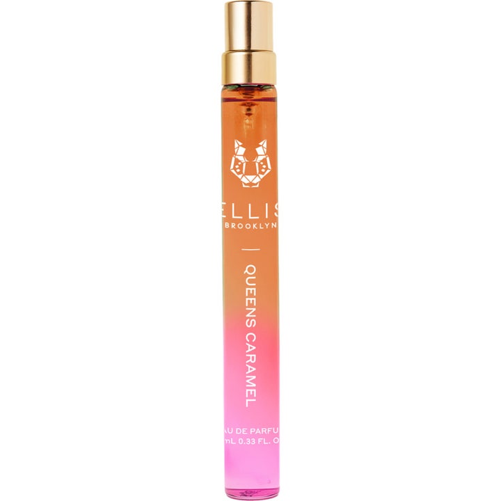Ellis Brooklyn Queens Caramel Eau De Parfum 10 ml parfymspray i gradient orange och rosa glasflaska med gulddetalj