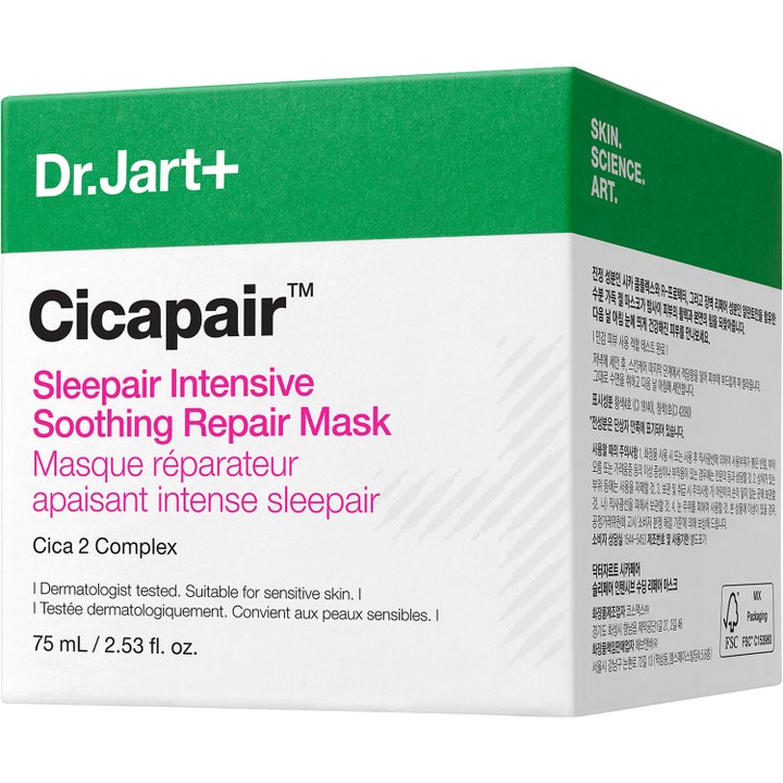 Dr.Jart+ Cicapair Sleepair Intensive Soothing Repair Mask 75 ml fuktgivande nattmask i vit och grön ytterförpackning