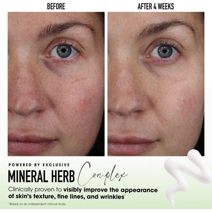 bareMinerals Skinlongevity Barrier Boosting Serum 30 ml ger jämnare hud i före och efter-bilder.