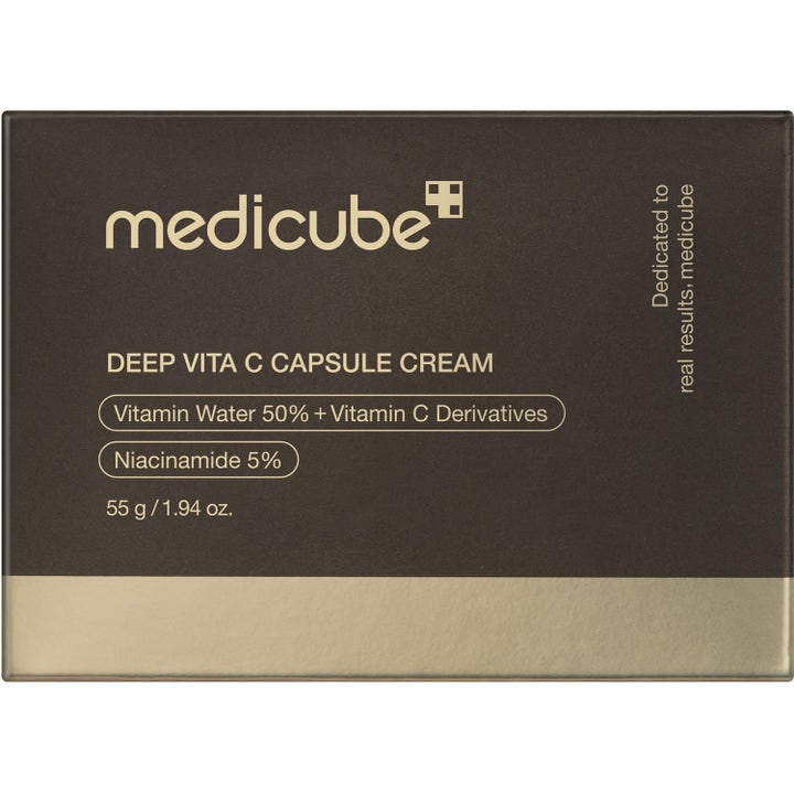 Medicube Deep Vita C Capsule Cream 55 g lystergivande ansiktskräm med niacinamid i brun och guldig ask