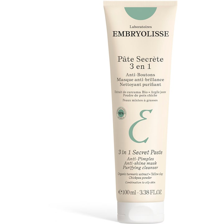 Embryolisse 3-In-1 Secret Paste 100 ml djuprengörande ansiktsmask i beige tub som ger en matt finish