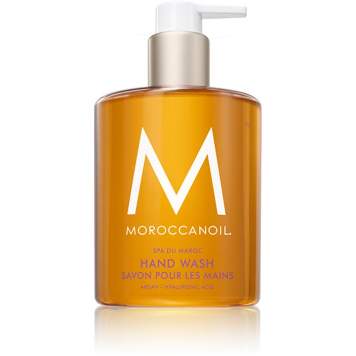 Moroccanoil Hand Wash Spa du Maroc lyxig handtvål med hyaluronsyra i bärnstensfärgad flaska med vit pump