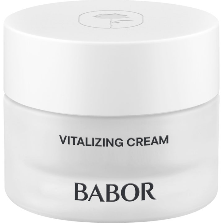Babor Skinovage Vitalizing Cream 50 ml vitaliserande anti-age kräm i frostad glasburk som främjar naturlig hudförnyelse.