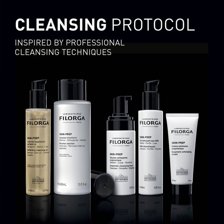 Filorga Skin-Prep Aha Cleansing Gel 150 ml AHA rengöringsgel för ansiktet i vit pumpflaska som skapar hudförnying