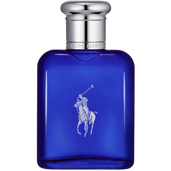 Ralph Lauren Polo Blue Eau de Toilette 75 ml akvatisk designer parfym i en blå glasflaska med silverfärgat lock
