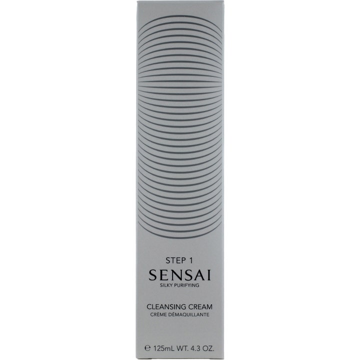 Sensai Silky Purifying Cleansing Cream 125 ml japansk sminkborttagning i silvergrå ytterbox med grafiskt mönster.