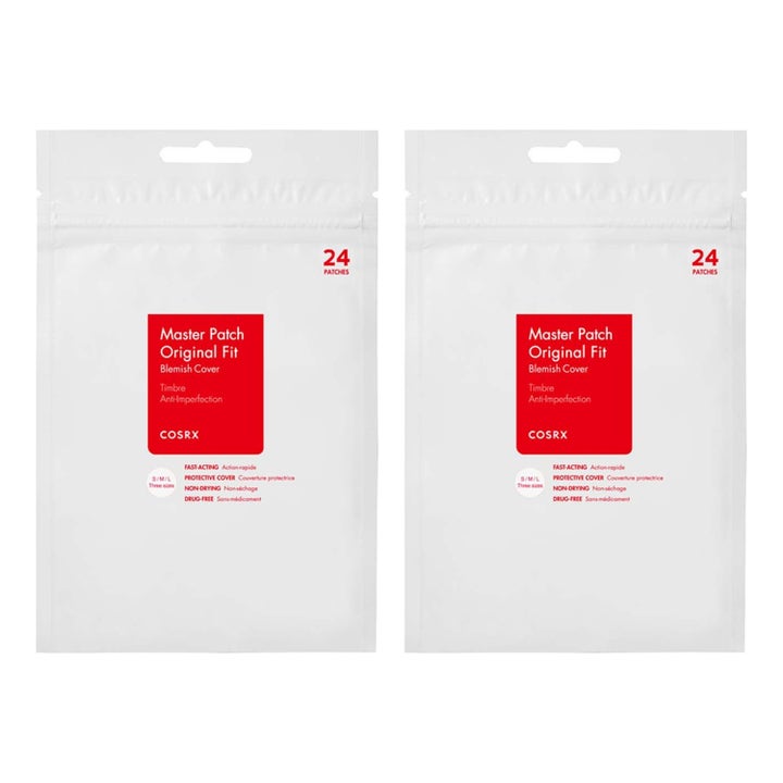 COSRX Master Patch Original Fit 2x24 stycken mot finnar i två vita skyddande plastförpackningar med röd etikett