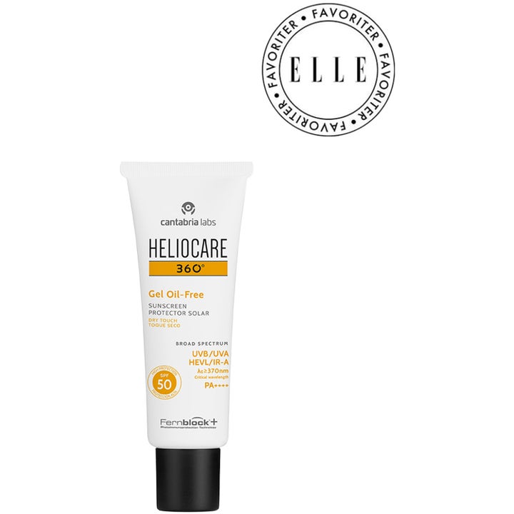 Heliocare 360 Gel Oil-Free 50 ml gel solskydd ansikte spf 50 för fet hy i vit tub med Elle Favoriter-logotyp