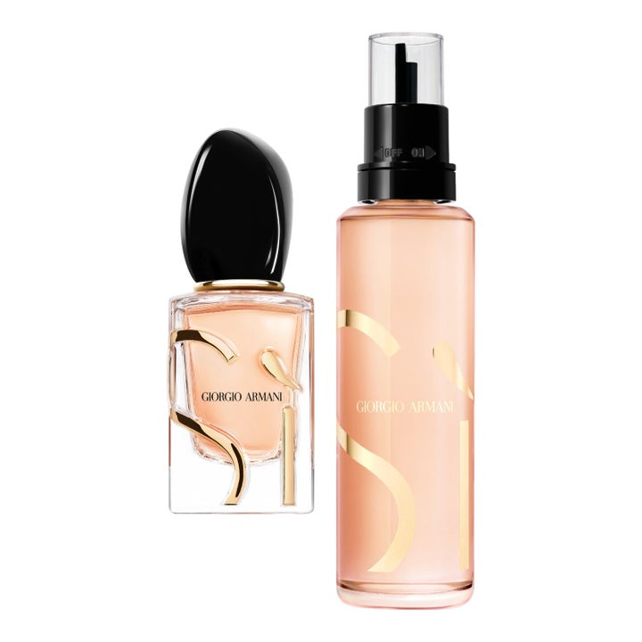 Armani Sì Eau De Parfum Refill Pack 130 ml elegant parfym i glasflaska med svart lock och hög refillflaska