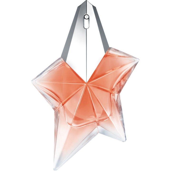Mugler Angel Blush Eau de Parfum 25 ml parfym i en stjärnformad glasflaska med korallrosa vätska och silvriga detaljer