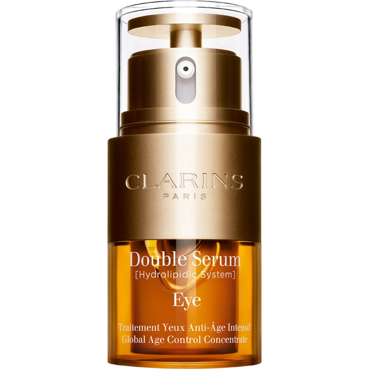 Clarins Double Serum Eye 20 ml ett Clarins ögonserum i guldglänsande pumpflaska med bärnstensfärgad formula
