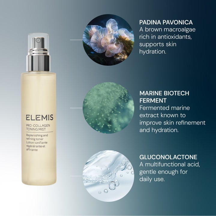 Elemis Pro-Collagen Toning Mist 150 ml återfuktande face mist med Padina Pavonica och Gluconolactone