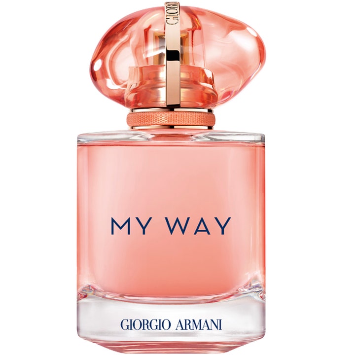Armani My Way Ylang Eau de Parfum 50 ml blommig parfym i glasflaska med rosa vätska och rosa steninspirerad kork