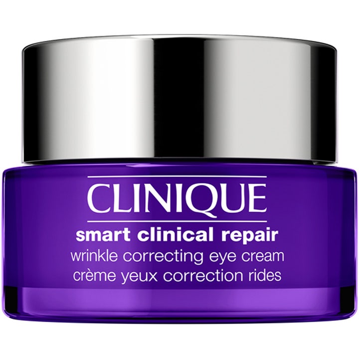 Clinique Smart Clinical Repair Wrinkle Correcting Eye Cream ögonkräm som reducerar rynkor i lila burk med silverlock