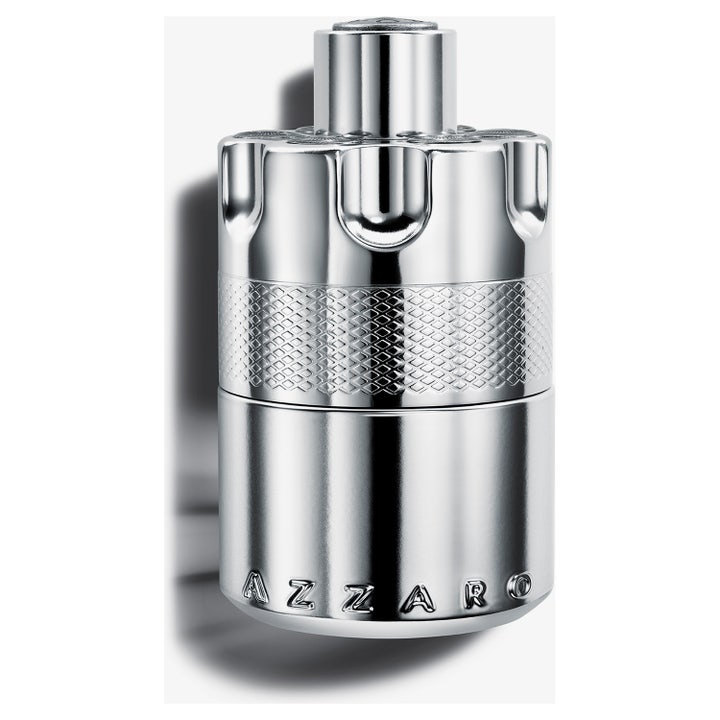 Azzaro Wanted Eau de Parfum 50 ml herrparfym i en silverfärgad metallflaska formad som en revolvercylinder