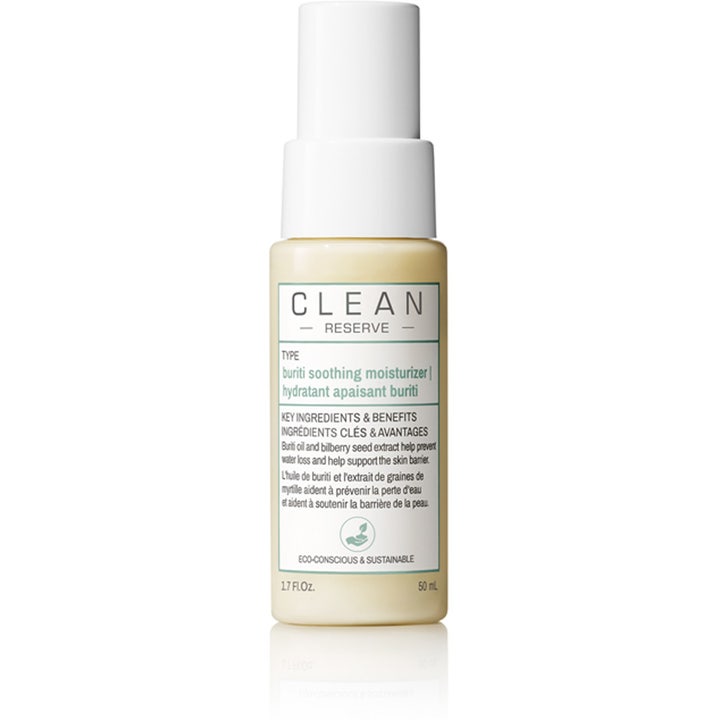 Clean Reserve Buriti Soothing Moisturizer 50 ml mild ansiktskräm i vit pumpflaska för hållbar återfuktning