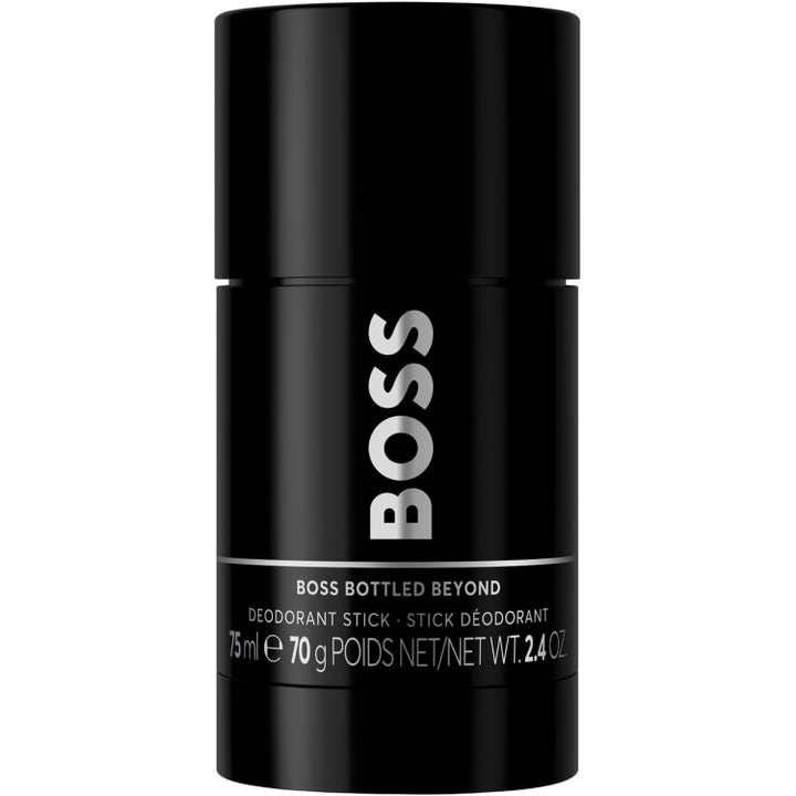 Hugo Boss Bottled Beyond 75 ml deodorantstick motverkar dålig lukt i en stilren svart hylsa med silverdetaljer