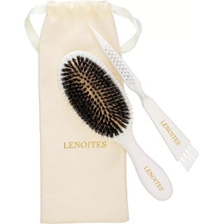 Lenoites Wild Boar Hair Brush with Cleaning Tool
