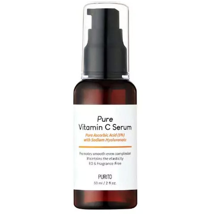 Purito Pure Vitamin C Serum 60 ml lystergivande ansiktsserum som ger jämn hudton i mörk glasflaska med svart pump