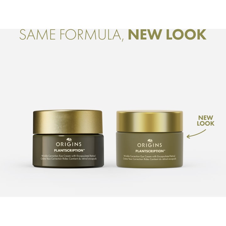 Origins Plantscription Wrinkle Correction Eye Cream 15 ml anti-aging retinol ögonkräm i gammal och ny grön glasburk