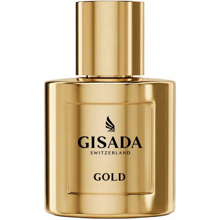 Gisada Gold Eau de Parfum 50 ml herrdof i en guldglänsande flaska med svart text och matchande guldlock