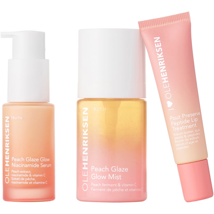 Ole Henriksen Truth Le Peach Petite Set 77 ml ger lyster med Peach Glaze serum, mist och lip treatment