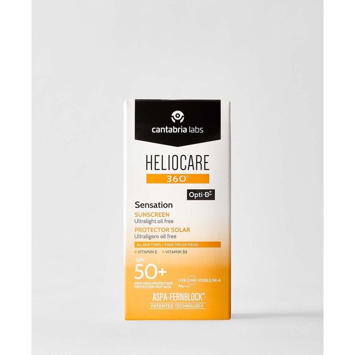Heliocare Sensation SPF 50+ 50 ml oljefri solkräm för ansiktet i vit och orange ytterförpackning