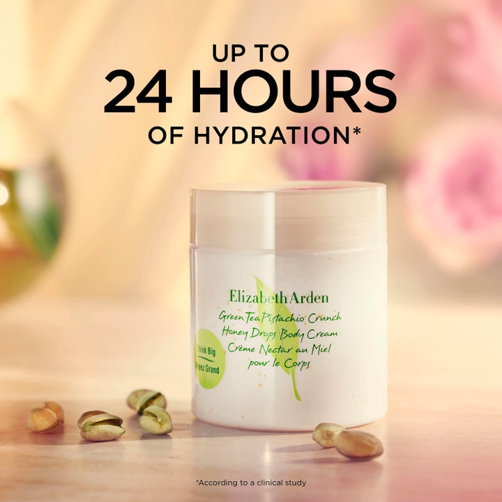 Elizabeth Arden Green Tea Pistachio 500 ml återfuktande grön te kroppskräm i vit burk med pistagenötter