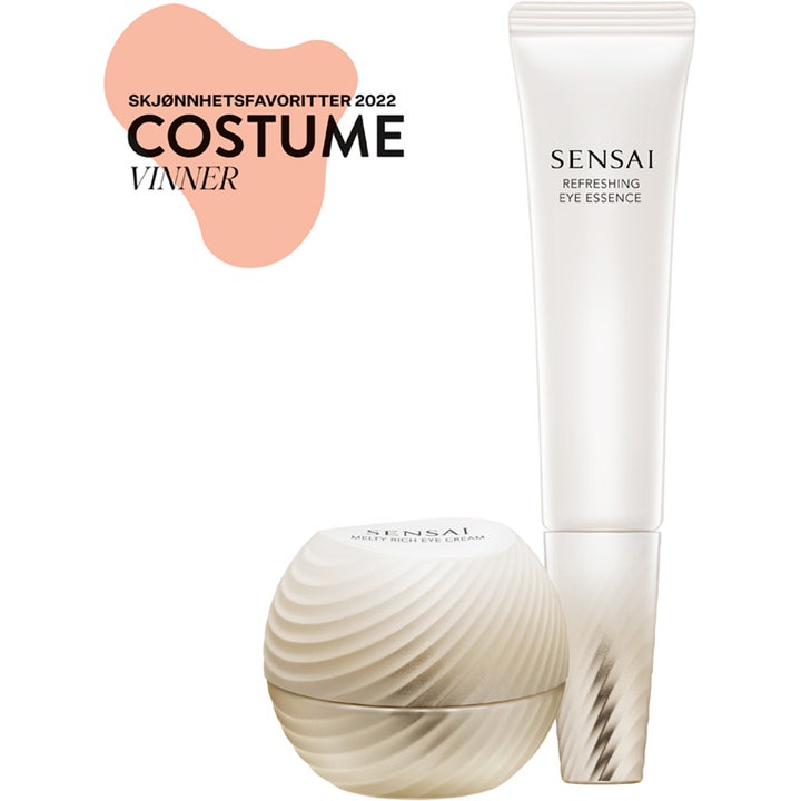 Sensai Total Eye Treatment 35 ml anti-aging ögonkräm set i vit tub och räfflad guldburk märkt Costume vinnare.