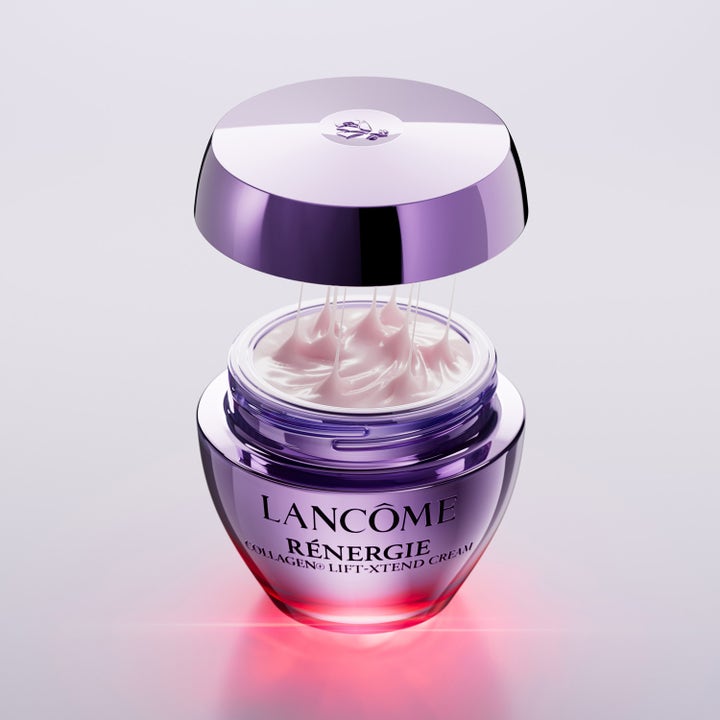 Lancôme Rénergie Collagen+ Lift-Xtend Cream 50 ml uppstramande dagkräm i lila glasburk med elastisk rosa textur