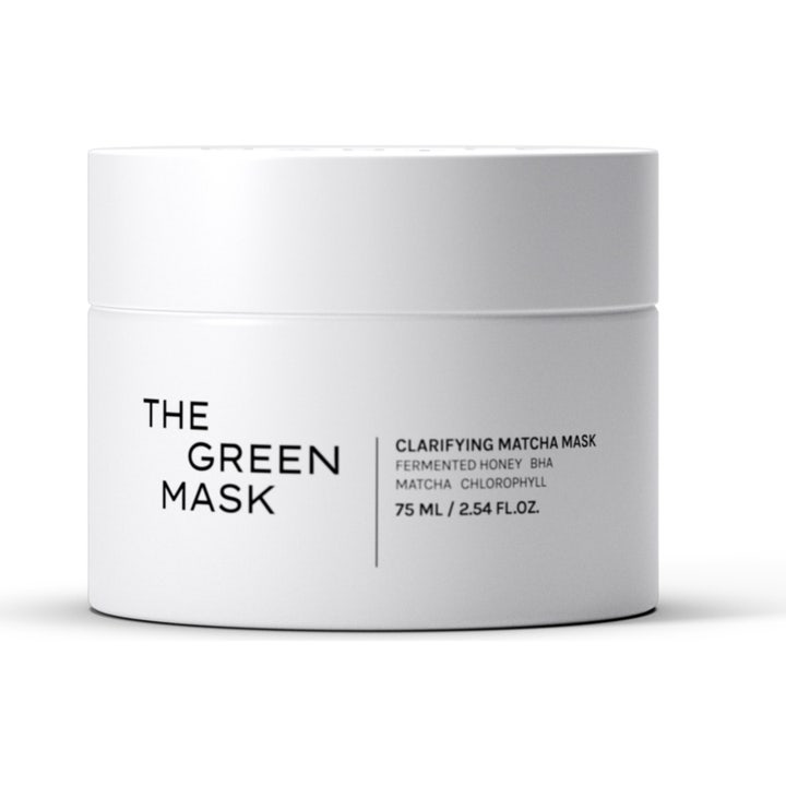 The Green Mask Clarifying Matcha Mask 75 ml klarande bha ansiktsmask i en stilren vit burk med svart text