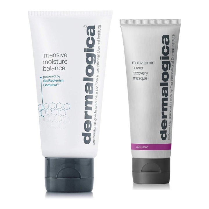 Dermalogica Intensive Moisture Balance och Multivitamin Power Recovery Masque 75 ml fuktkräm för ansiktet och multivitaminmask i tuber.