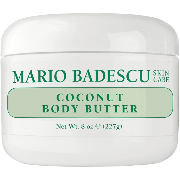 Mario Badescu Coconut Body Butter 227g mjukgörande body butter kokosnöt i vit plastburk med grön etikett