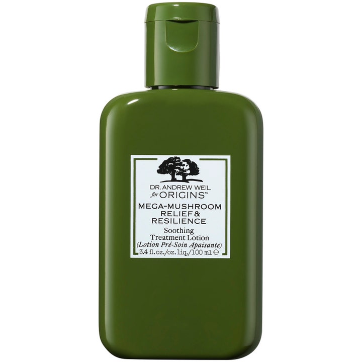 Origins Mega-Mushroom Relief & Resilience 100 ml lugnande svampkräm i grön plastflaska med snäpplock
