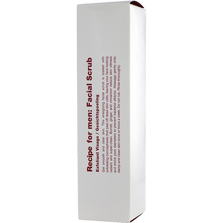 Recipe for men Facial Scrub 100 ml djuprengörande ansiktsskrubb herr i vit ytterförpackning med röd text