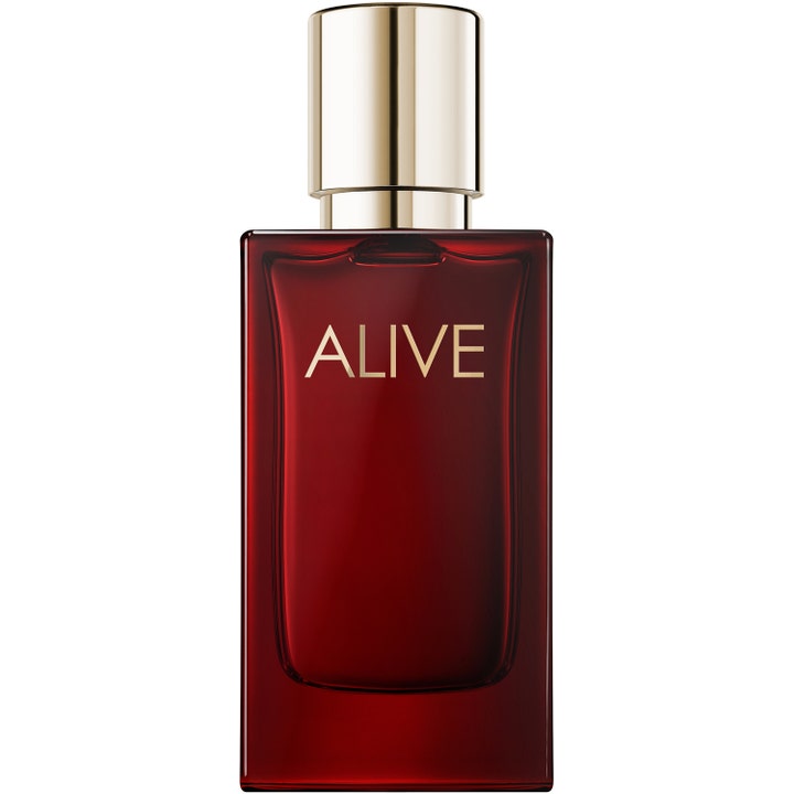Hugo Boss Alive Absolu 30 ml parfym ger en intensiv doft i djupröd glasflaska med guldfärgad kork