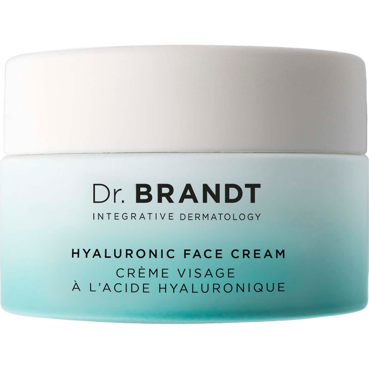 Dr Brandt Hyaluronic Face Cream 50 g dermatologisk återfuktande ansiktskräm i turkos tonad glasburk med vitt lock