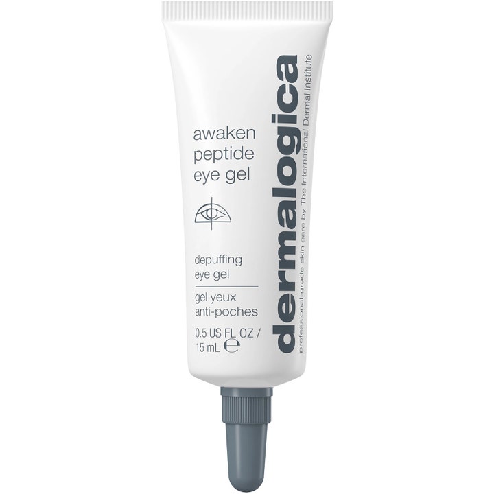 Dermalogica Awaken Peptide Eye Gel 15 ml anti-aging ögongel som dämpar svullnad i vit tub med grått lock