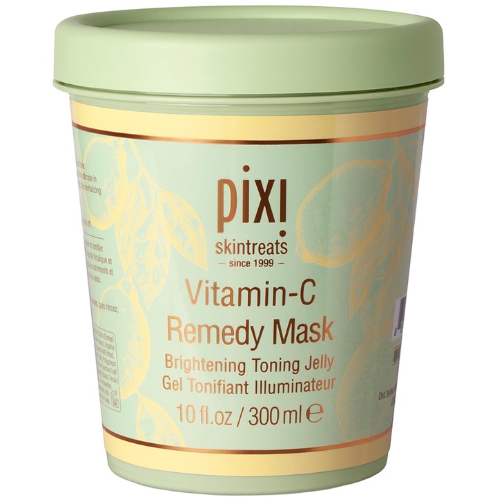 Pixi Vitamin-C Remedy Mask 300 ml lystergivande c vitamin ansiktsmask i en ljusgrön plastburk med matchande lock.