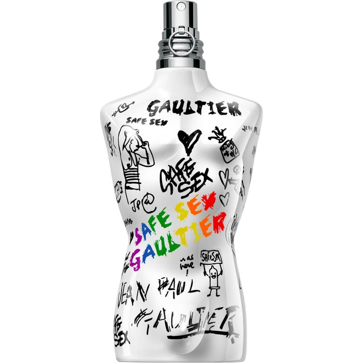 Jean Paul Gaultier Le Male Intense 125ml eau de toilette i vit torsoformad flaska med graffiti och regnbågsfärg