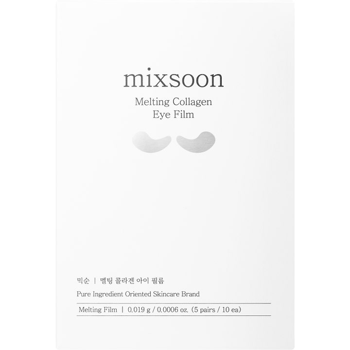 Mixsoon Melting Collagen Eye Film 5 st ögonmask för fasthet i vit förpackning med silverfärgade ögonlappar