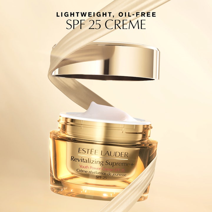 Estée Lauder Revitalizing Supreme+ Youth Power Creme SPF25 50 ml dagkräm i guldglansig glasburk med krämig textur