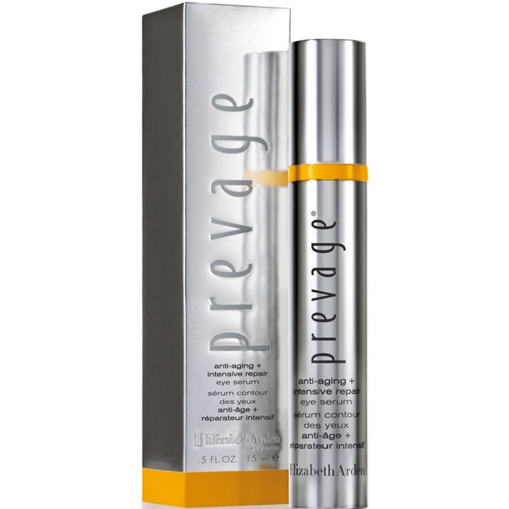 Elizabeth Arden Prevage Intensive Repair Eye Serum 15 ml anti-aging ögonserum i en silverfärgad pumpflaska och ask