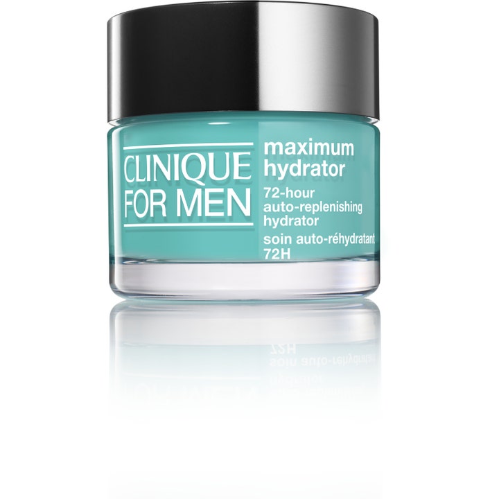 Clinique For Men Maximum Hydrator återfuktande ansiktskräm herr ger 72 timmars återfuktning i turkos gel med svart lock.