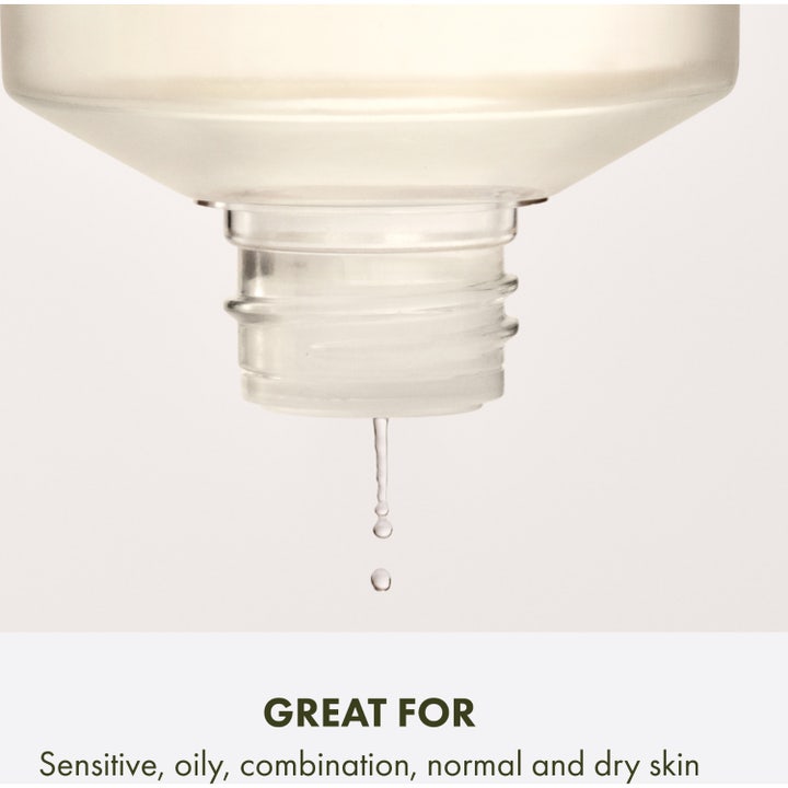 Origins Checks and Balances Daily Exfoliating Toner 150 ml exfolierande toner som droppar från flaskan för alla hudtyper.