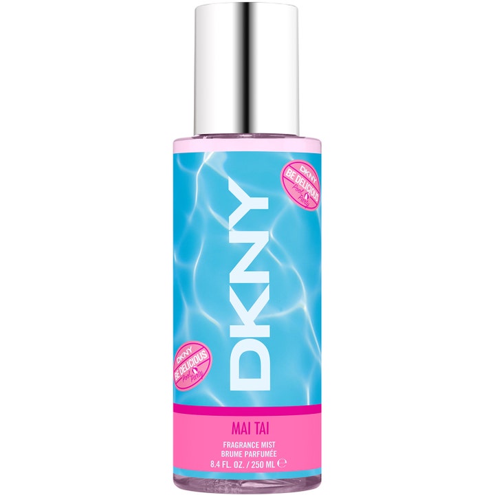 DKNY Pool Party Mai Tai 250 ml fräsch sommarparfym body mist i blå flaska med vattenmönster och silverkork